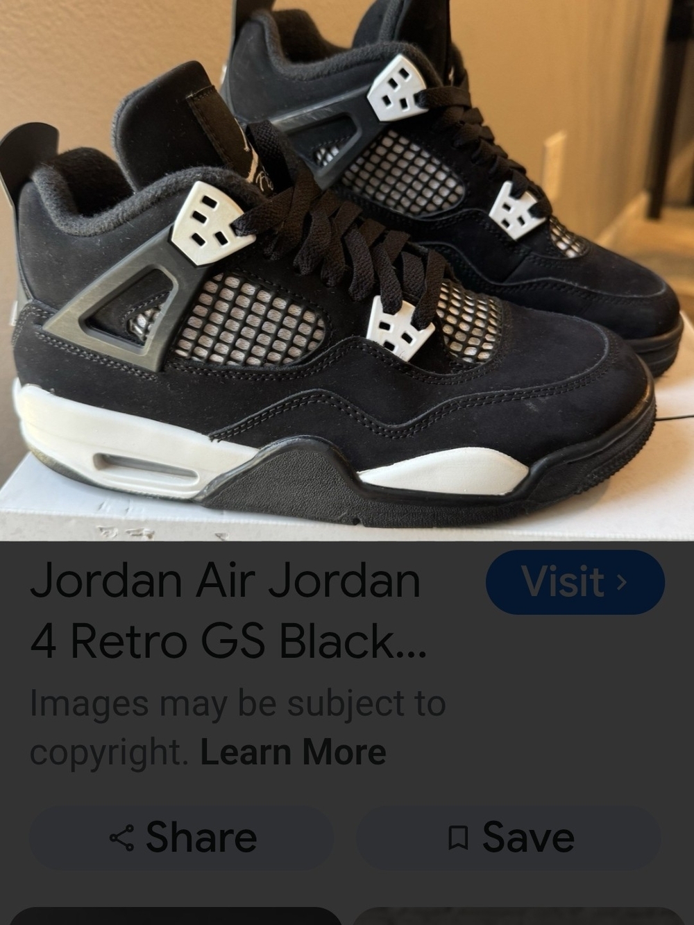 Jordan Kids' Retro 4 Black Suede Sneakers